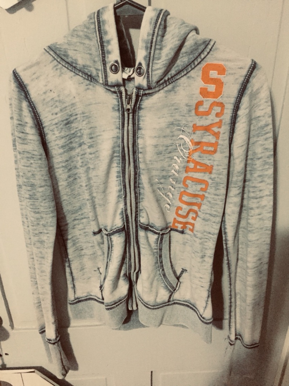 Women’s Light Gray Zip-Front Sweater Vest with Orange Logo